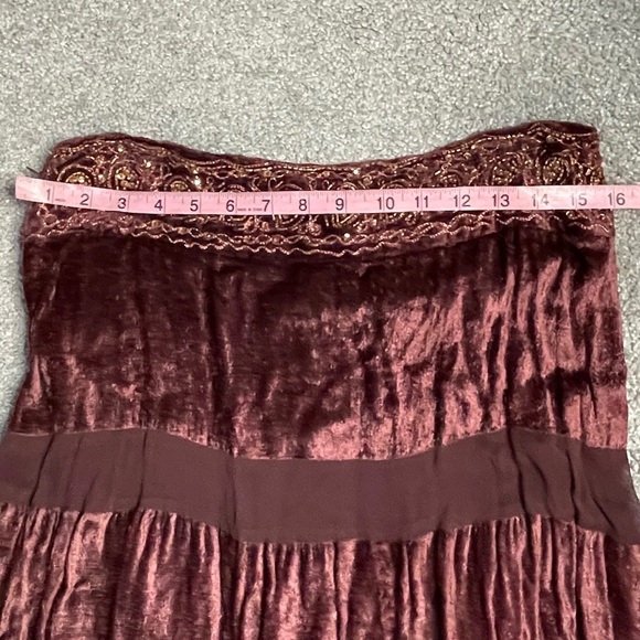 Persaman New York Crushed Velvet Peasant Skirt Brown w/ Sequins Size 10 - Picture 4 of 7